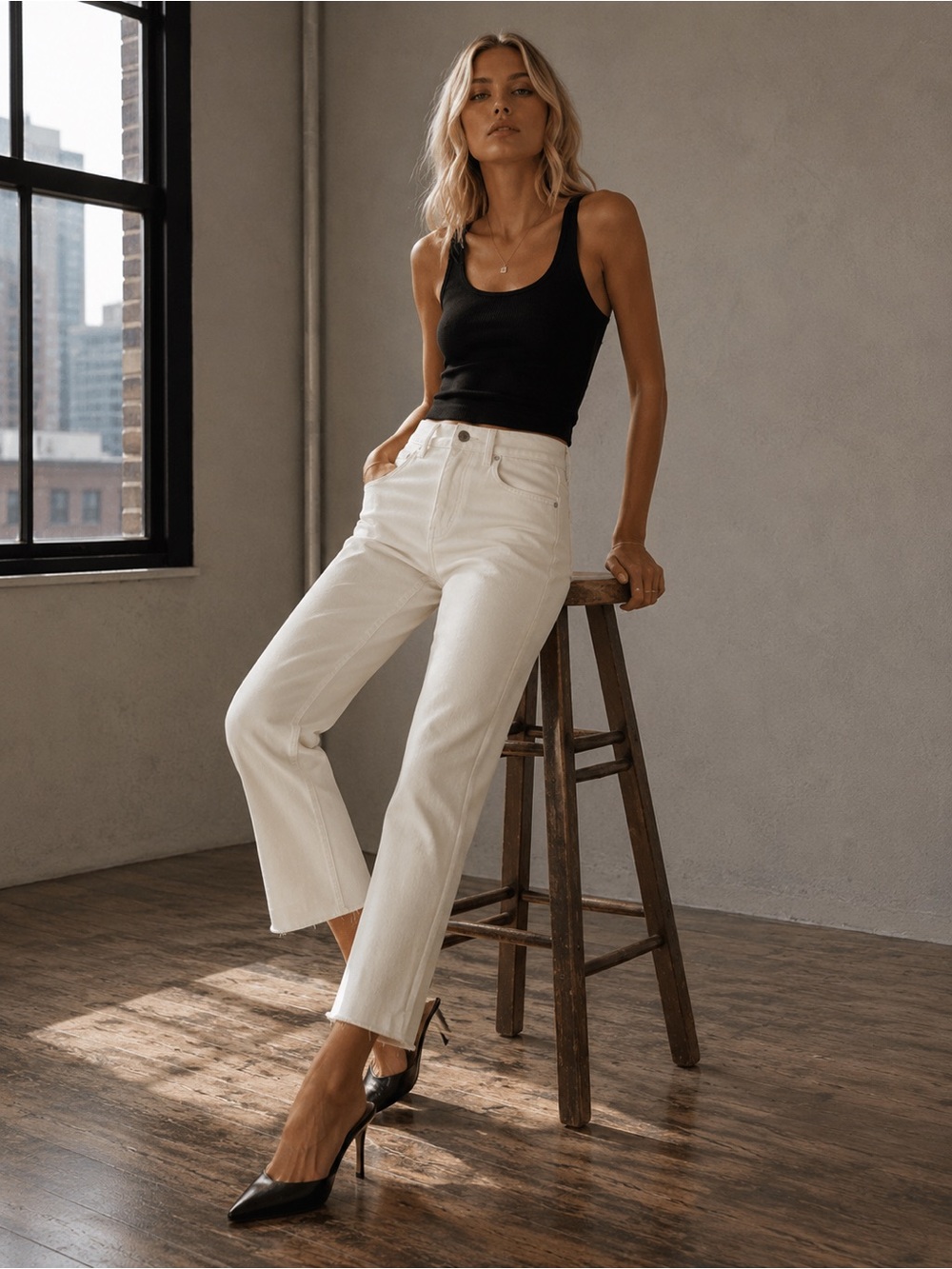Express High Rise Cropped Flare White Jeans Size 0